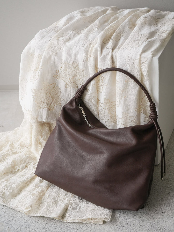 [4]レザーフリンジ付エアリートートBAG/brown