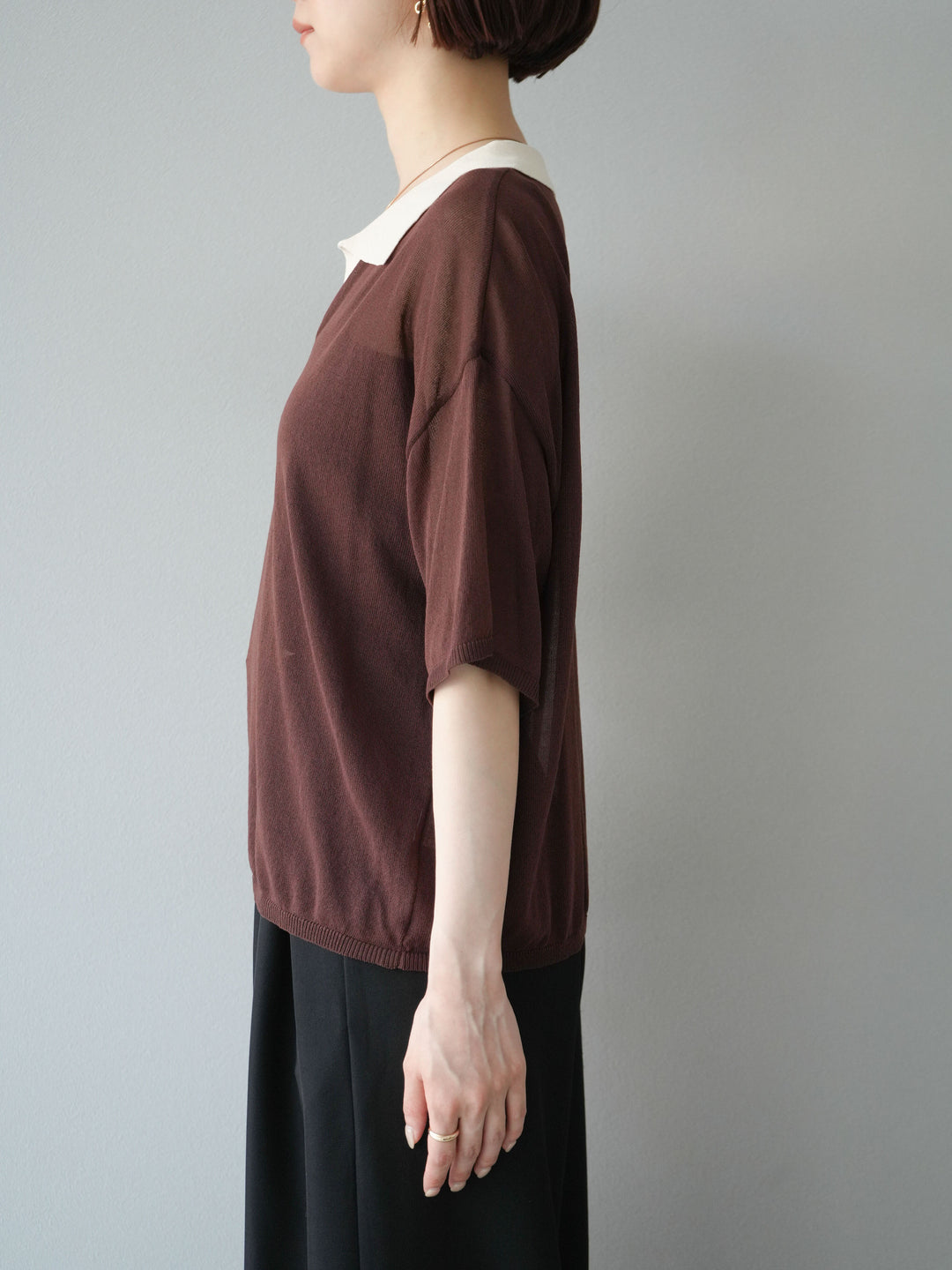 [予約]シアーポロニットプルオーバー/ブラウン