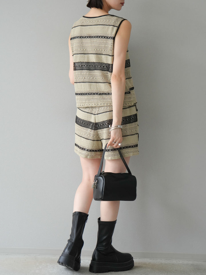 [SET]クロシェレースベスト＆ショートパンツSET UP(2set)