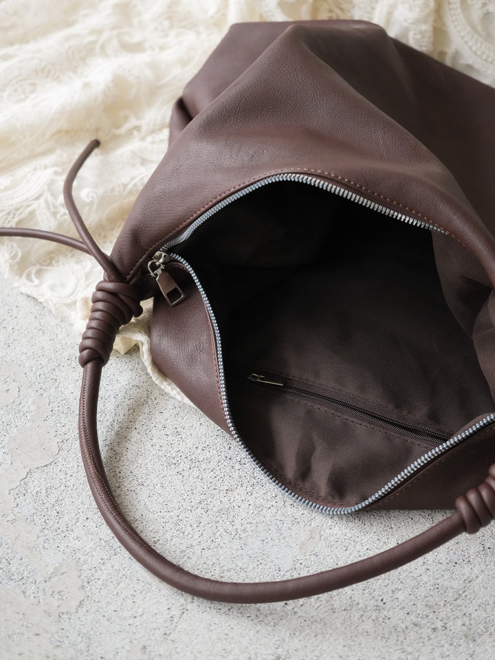 [4]レザーフリンジ付エアリートートBAG/brown