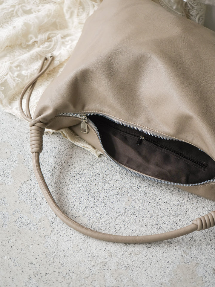 [5]レザーフリンジ付エアリートートBAG/beige