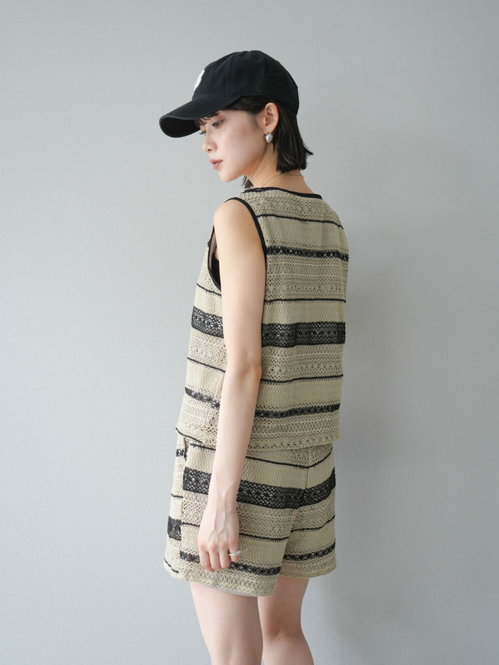 [SET]クロシェレースベスト＆ショートパンツSET UP(2set)