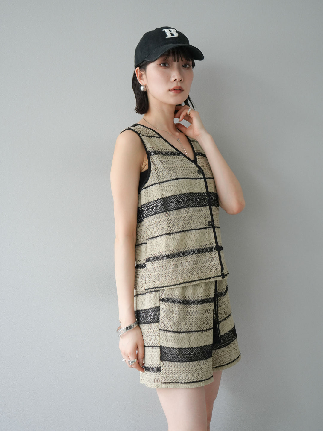 [SET]クロシェレースベスト＆ショートパンツSET UP(2set)