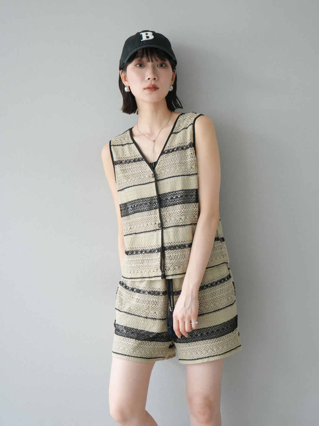 [SET]クロシェレースベスト＆ショートパンツSET UP(2set)