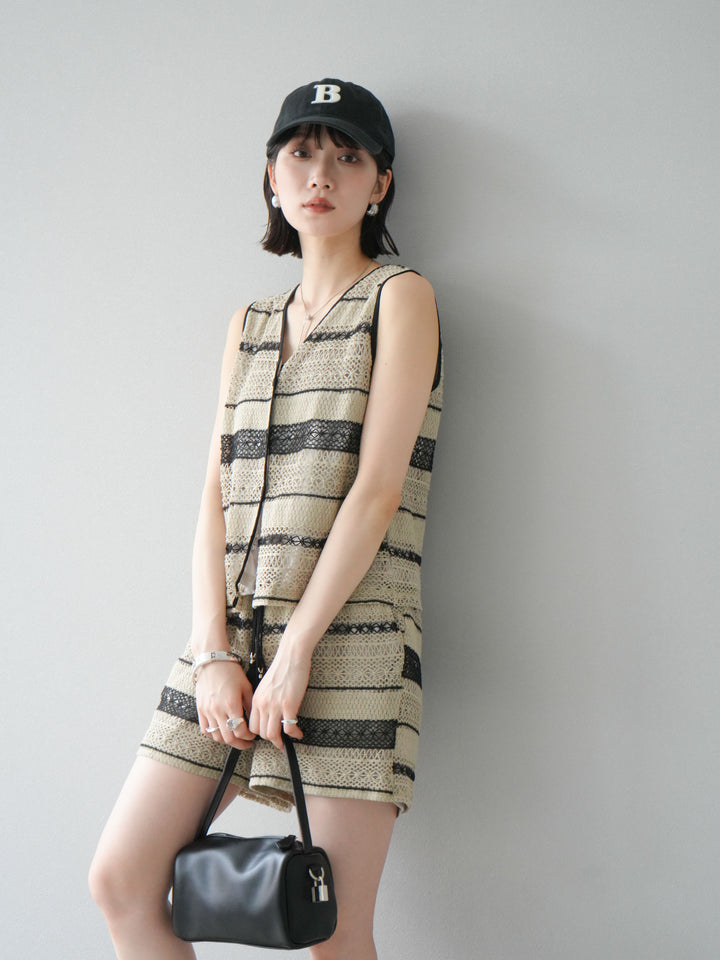 [SET]クロシェレースベスト＆ショートパンツSET UP(2set)