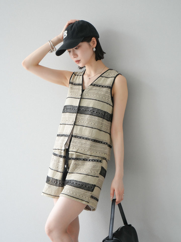 [SET]クロシェレースベスト＆ショートパンツSET UP(2set)