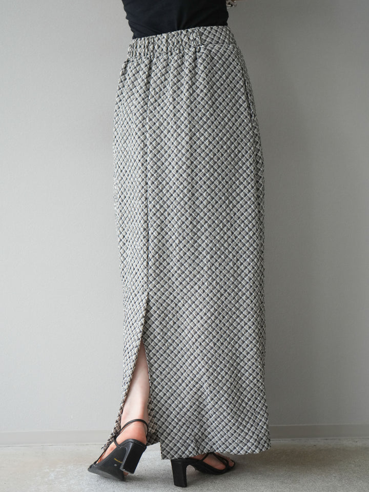 [予約]チェック柄タイトスカート/ブラック