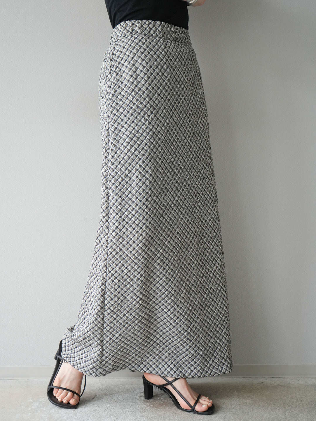 [予約]チェック柄タイトスカート/ブラック