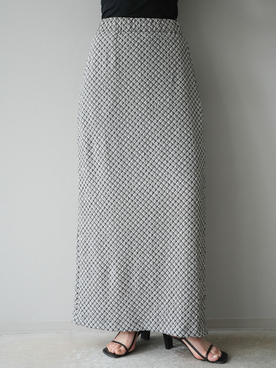 [予約]チェック柄タイトスカート/ブラック