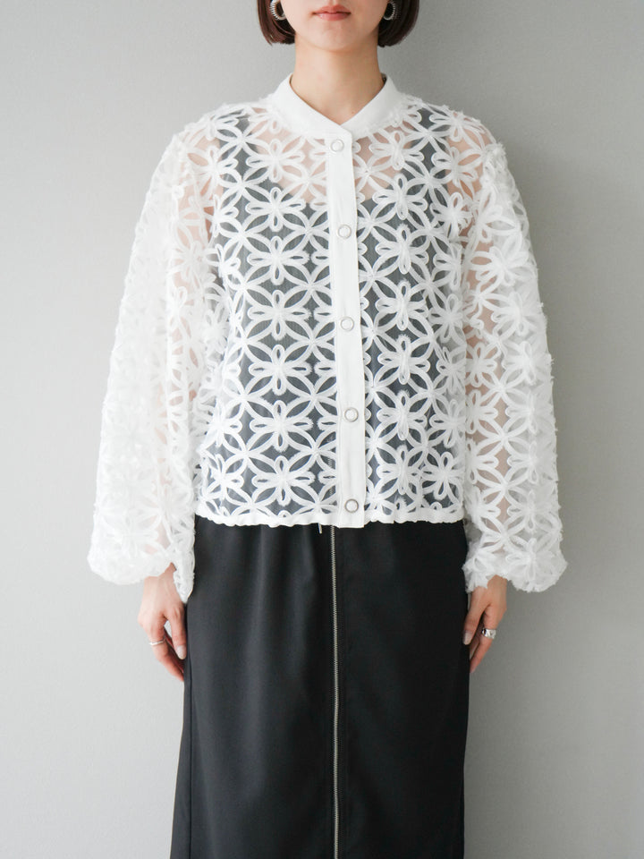 [予約]テープレースシアーブルゾン/オフホワイト