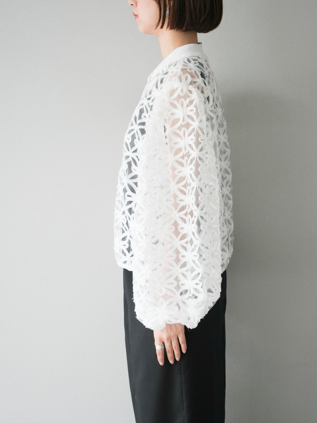 [予約]テープレースシアーブルゾン/オフホワイト