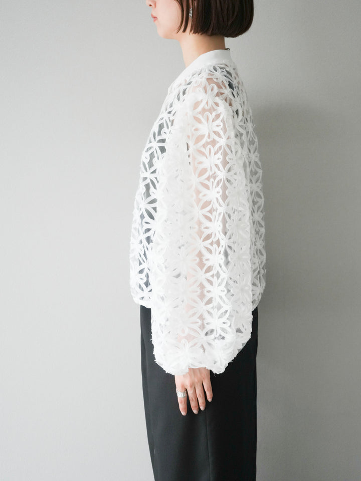 [予約]テープレースシアーブルゾン/オフホワイト