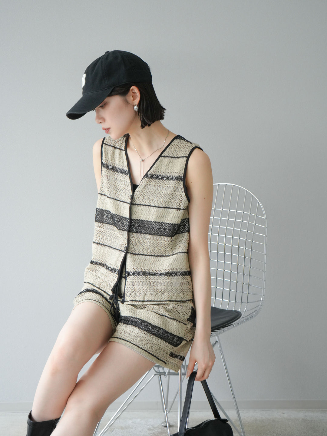 [SET]クロシェレースベスト＆ショートパンツSET UP(2set)