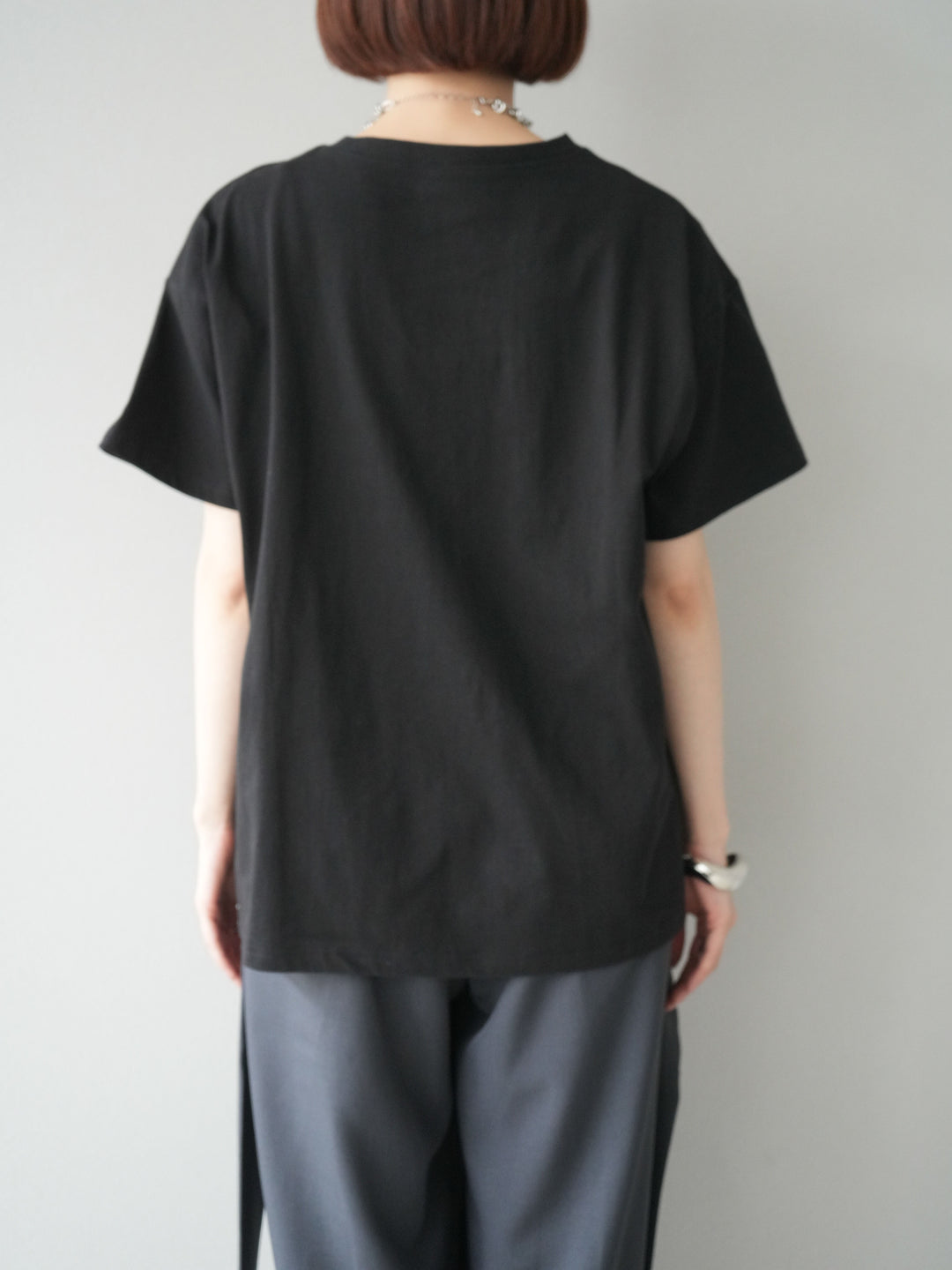 [予約]箔プリントTシャツ/ブラックシルバー