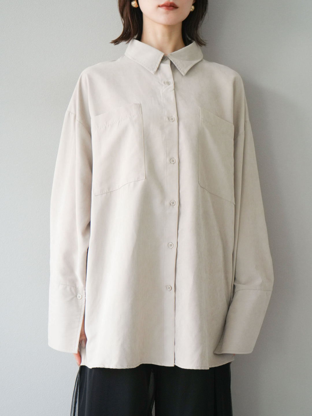 [予約]スエードライクBIGカフスオーバーシャツ/エクリュ