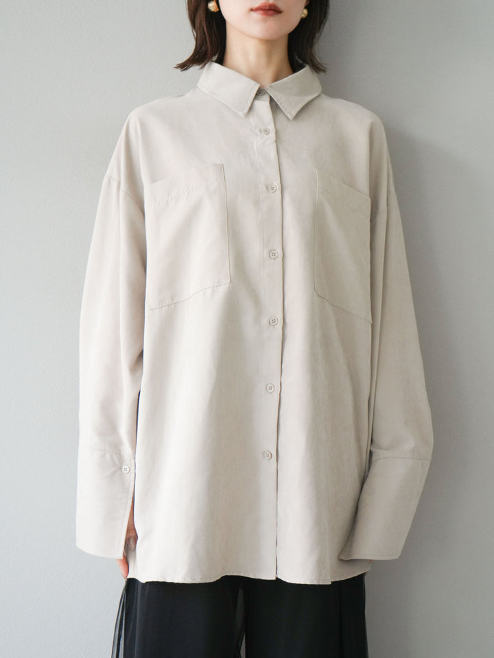[予約]スエードライクBIGカフスオーバーシャツ/エクリュ