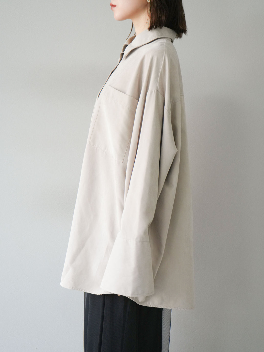 [予約]スエードライクBIGカフスオーバーシャツ/エクリュ
