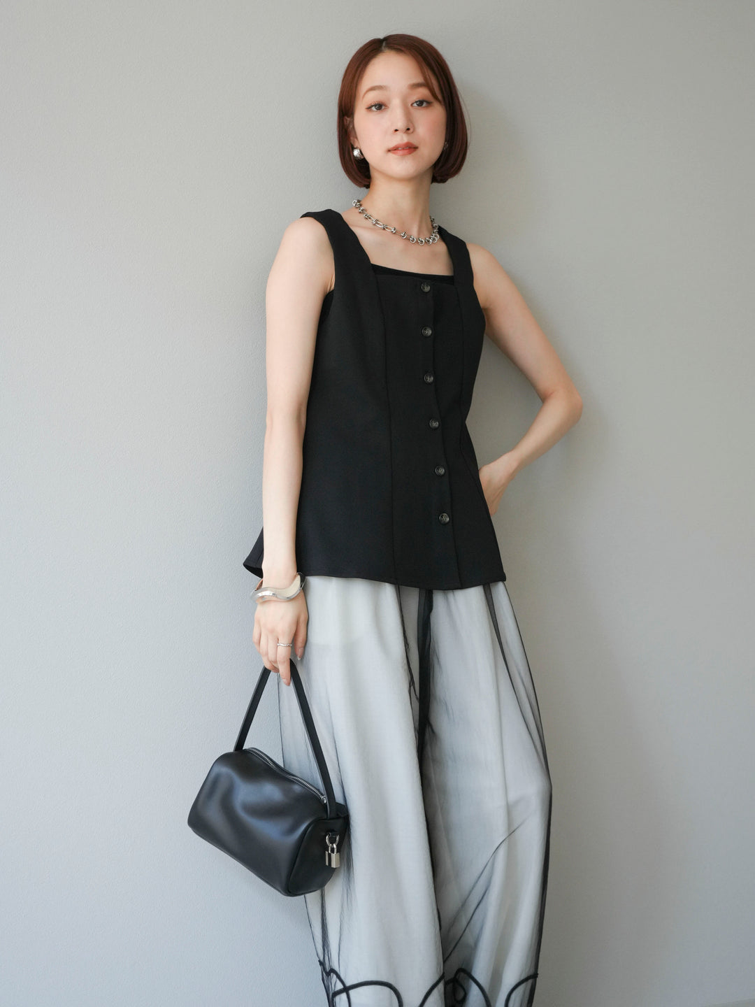 [予約]ペプラムベスト/ブラック