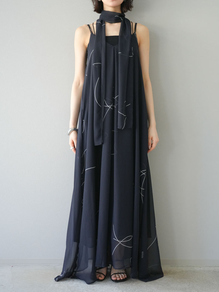 【預購】Pen-touch 雪紡吊帶洋裝/黑色