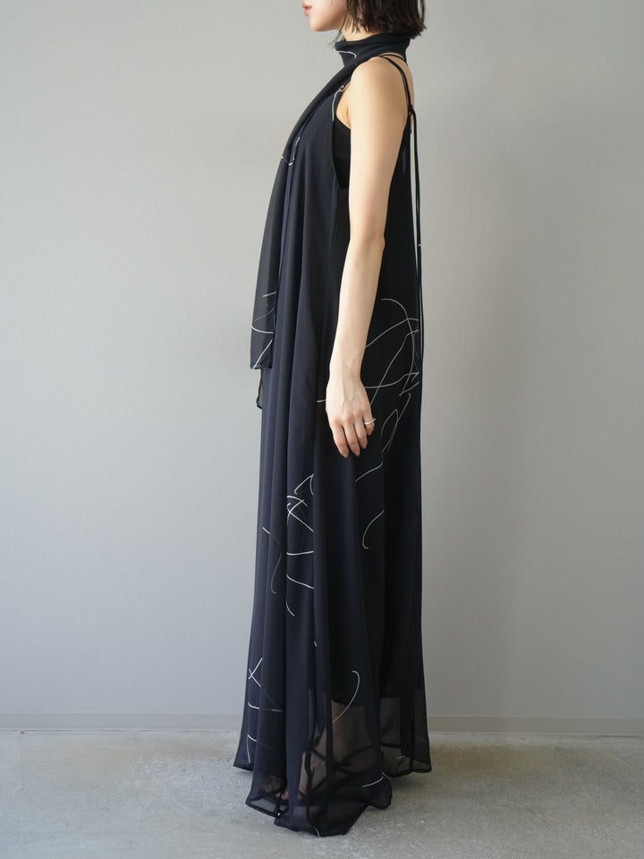 【預購】Pen-touch 雪紡吊帶洋裝/黑色