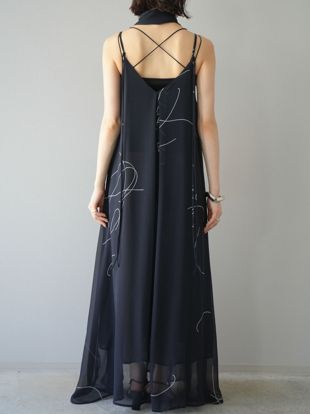【預購】Pen-touch 雪紡吊帶洋裝/黑色