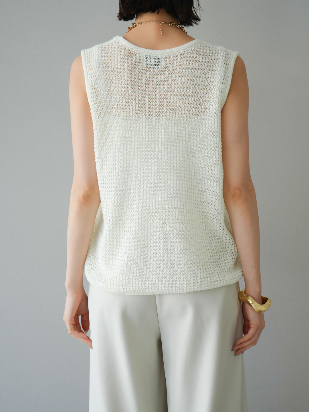 【預購】華夫格針織背心/象牙白