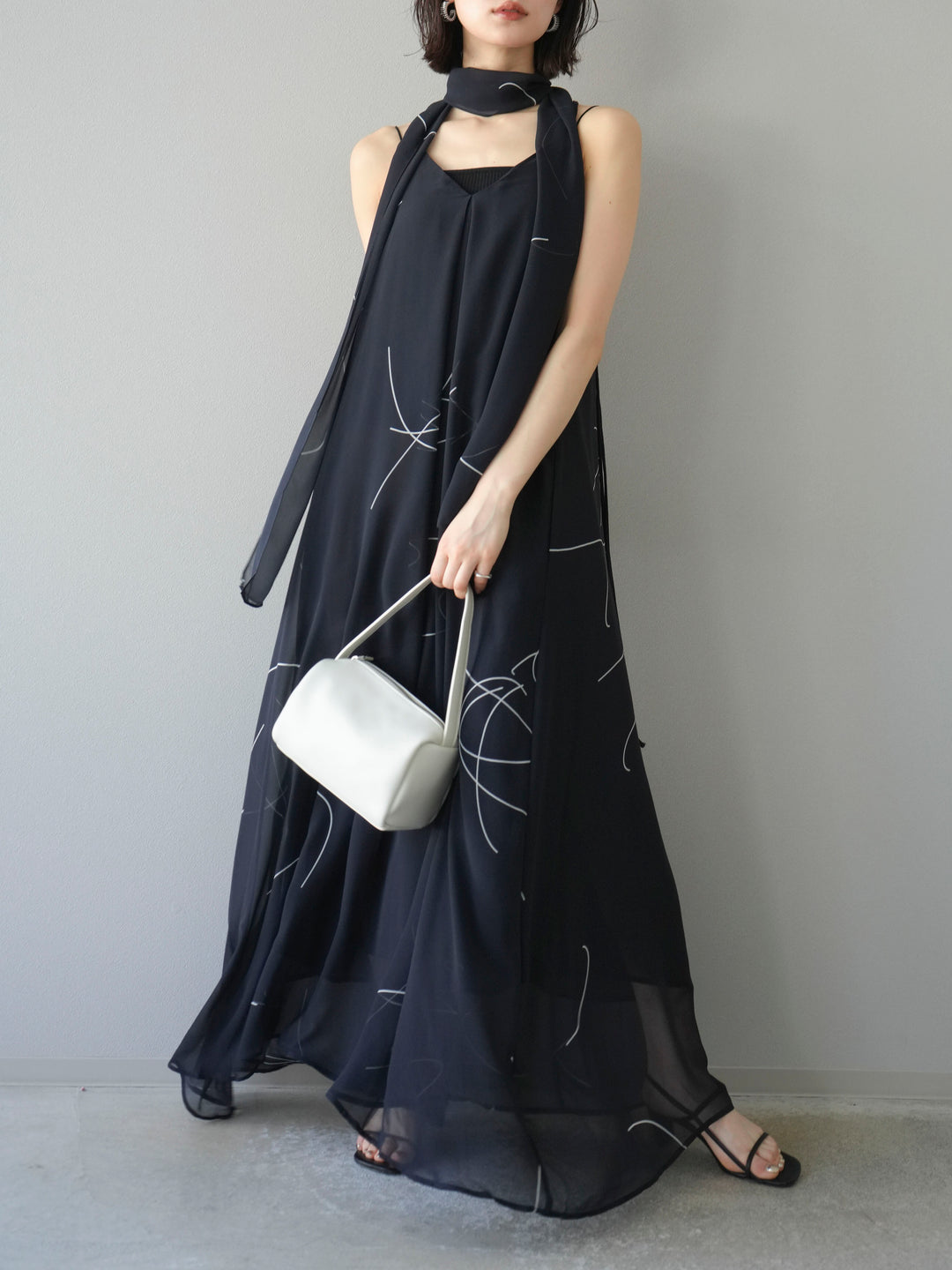 【預購】Pen-touch 雪紡吊帶洋裝/黑色