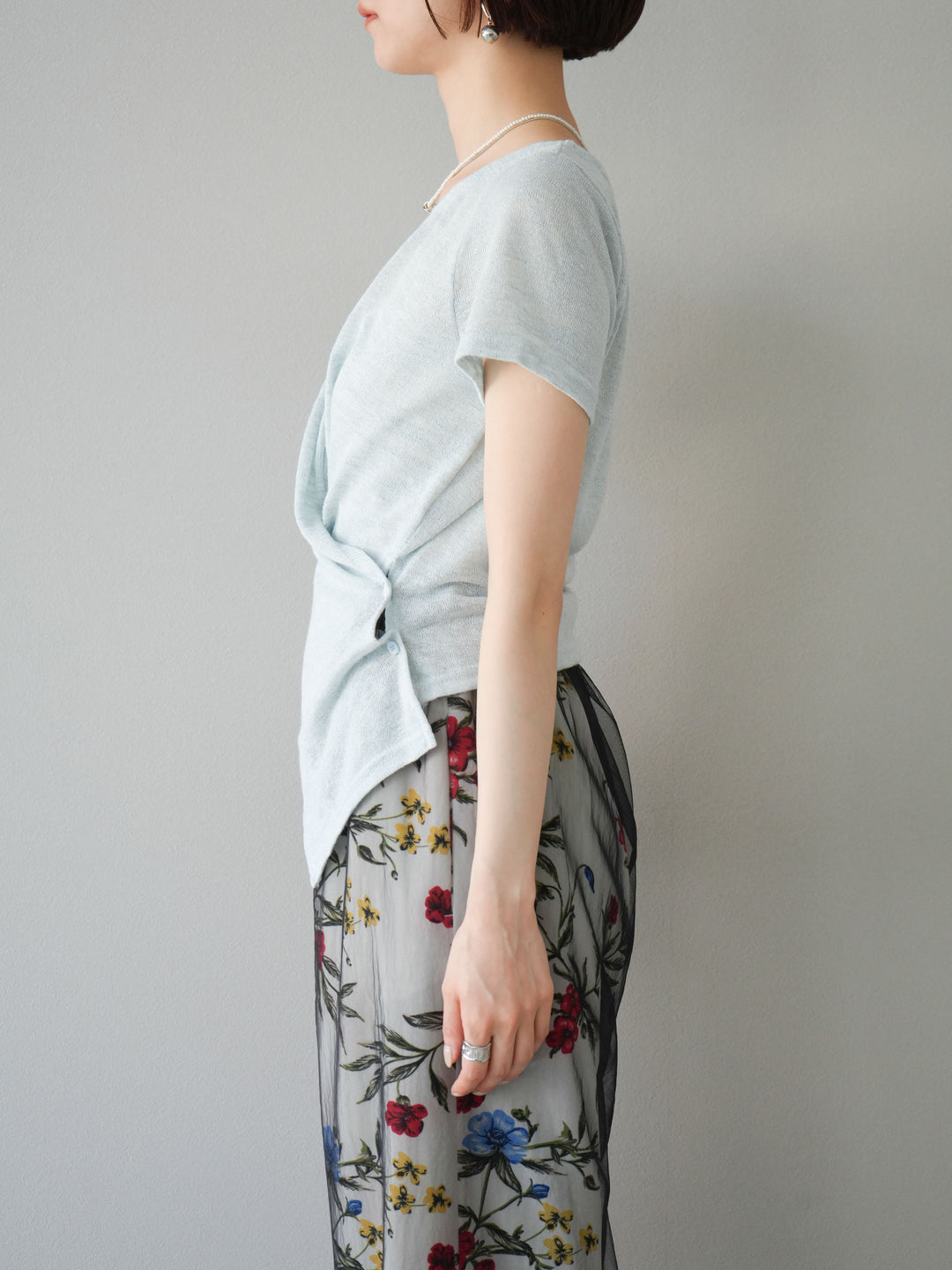 [預購] Cache-Coeur 薄紗針織套頭衫/藍色