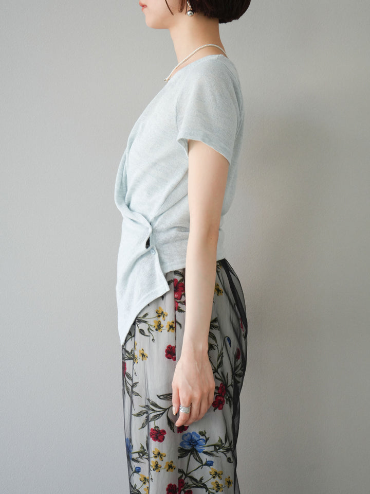 [預購] Cache-Coeur 薄紗針織套頭衫/藍色