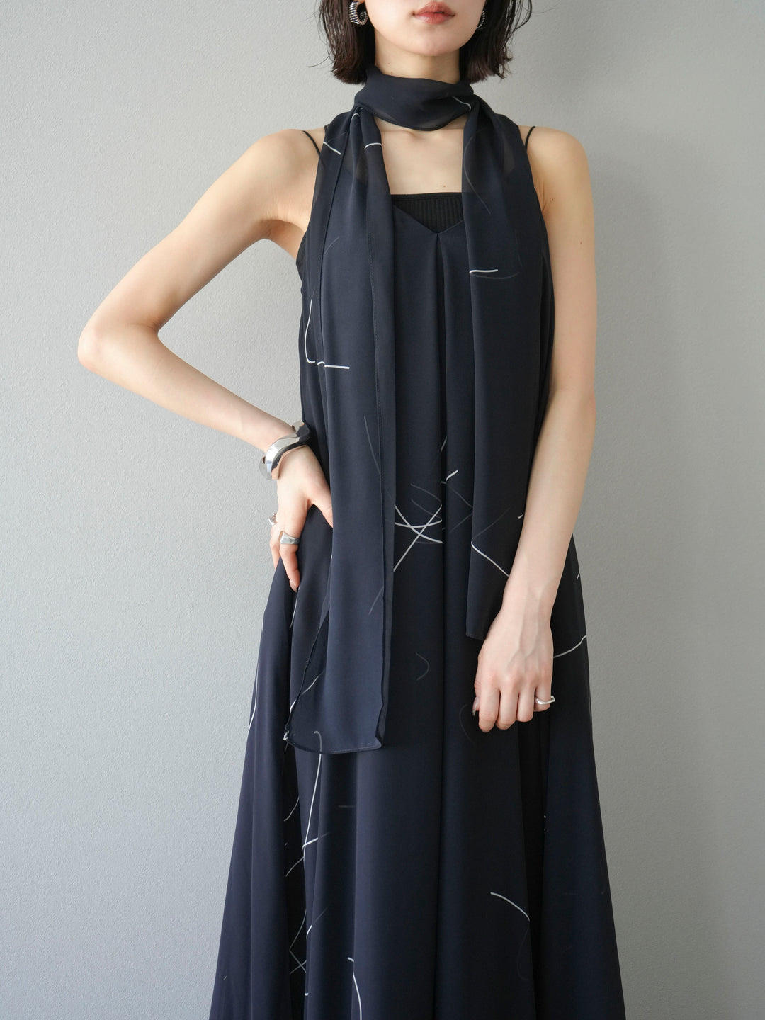 【預購】Pen-touch 雪紡吊帶洋裝/黑色