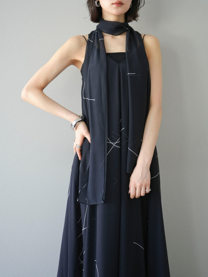 【預購】Pen-touch 雪紡吊帶洋裝/黑色