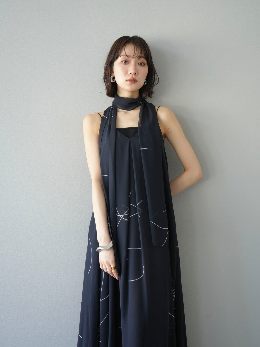 【預購】Pen-touch 雪紡吊帶洋裝/黑色