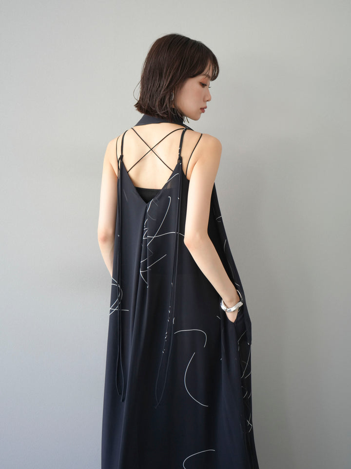 【預購】Pen-touch 雪紡吊帶洋裝/黑色