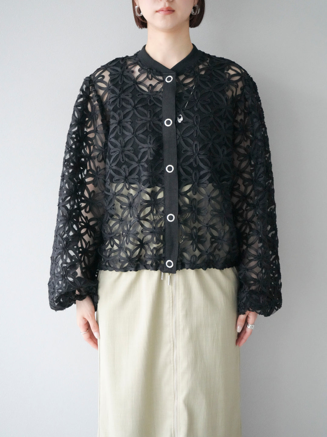 [予約]テープレースシアーブルゾン/ブラック