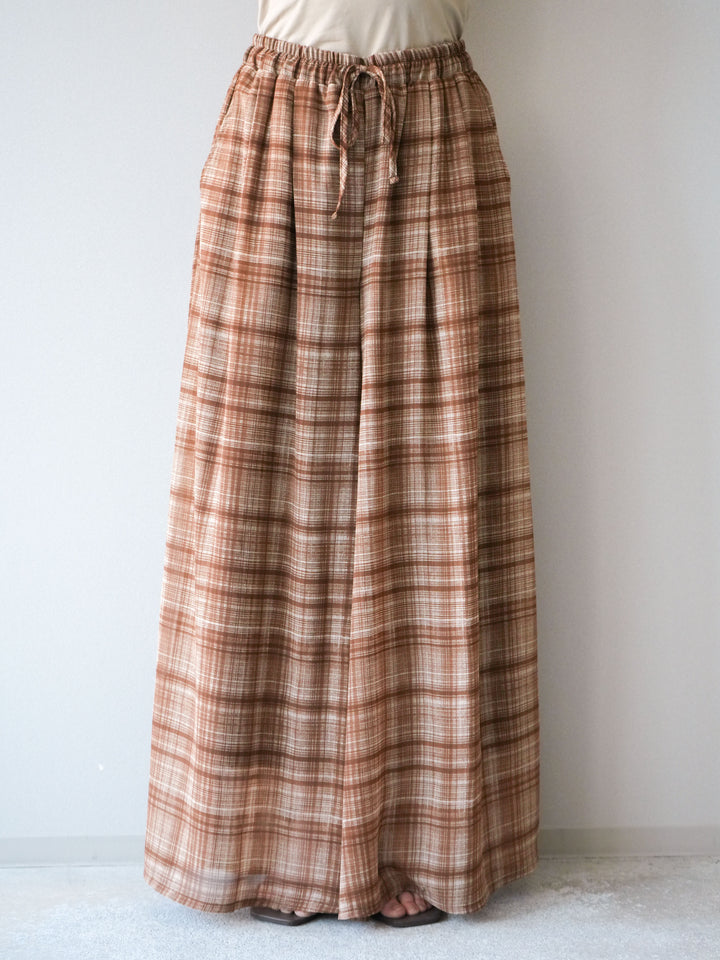[予約]シフォンチェックイージパンツ/beige