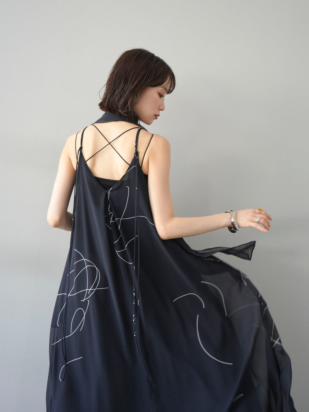 【預購】Pen-touch 雪紡吊帶洋裝/黑色