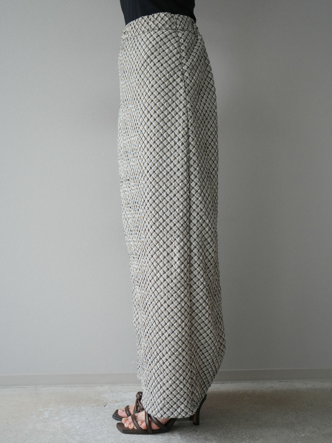 [予約]チェック柄タイトスカート/ブラウン