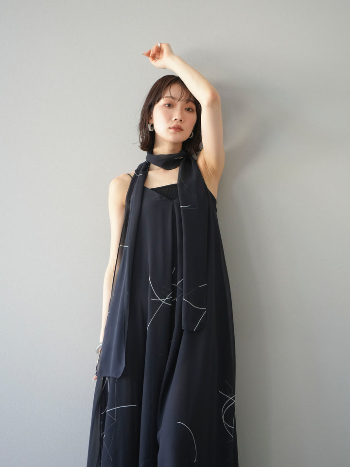 【預購】Pen-touch 雪紡吊帶洋裝/黑色