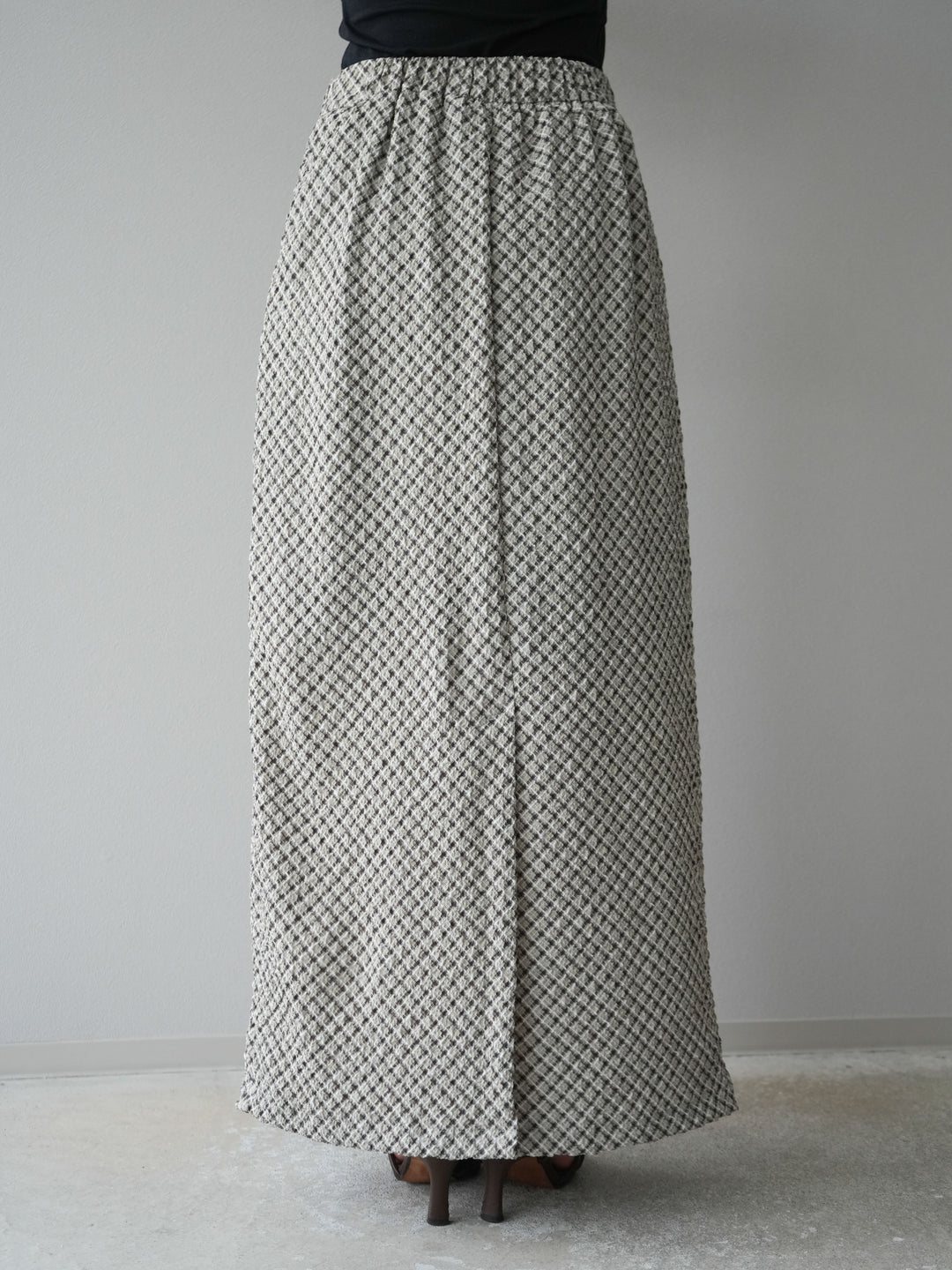 [予約]チェック柄タイトスカート/ブラウン