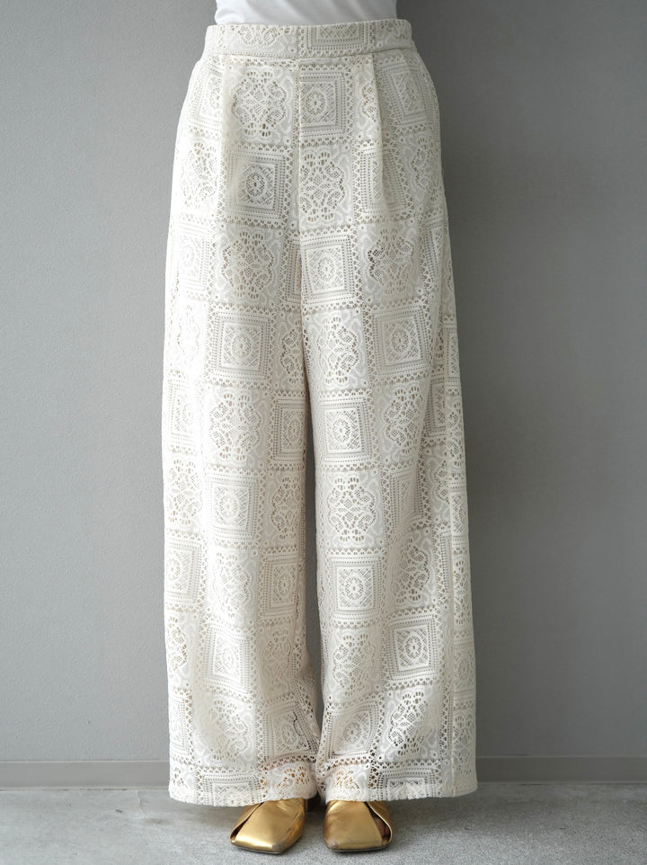 [Pre-order] Block Lace Wide Pants/Ivory