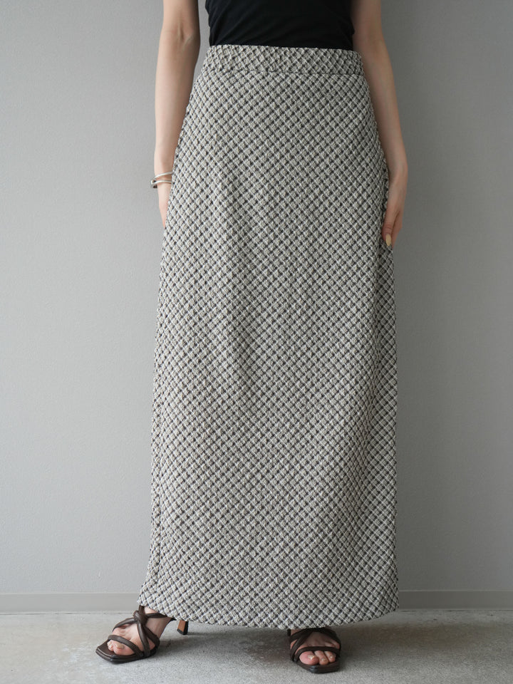 [予約]チェック柄タイトスカート/ブラウン