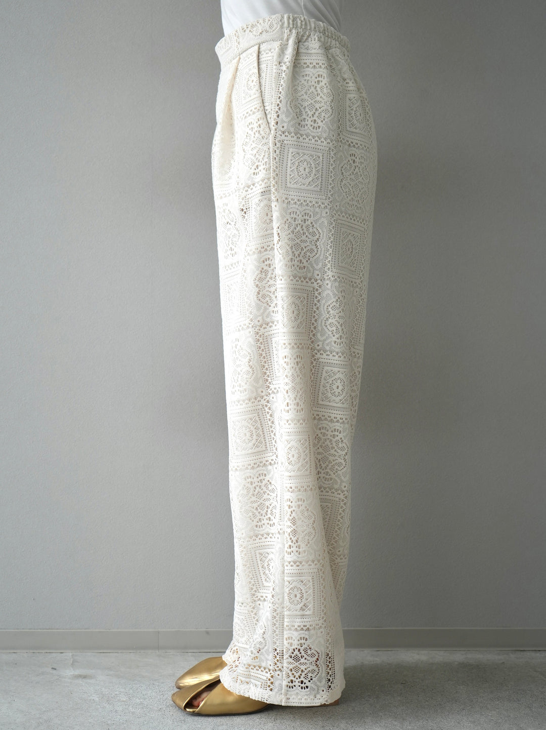 [Pre-order] Block Lace Wide Pants/Ivory