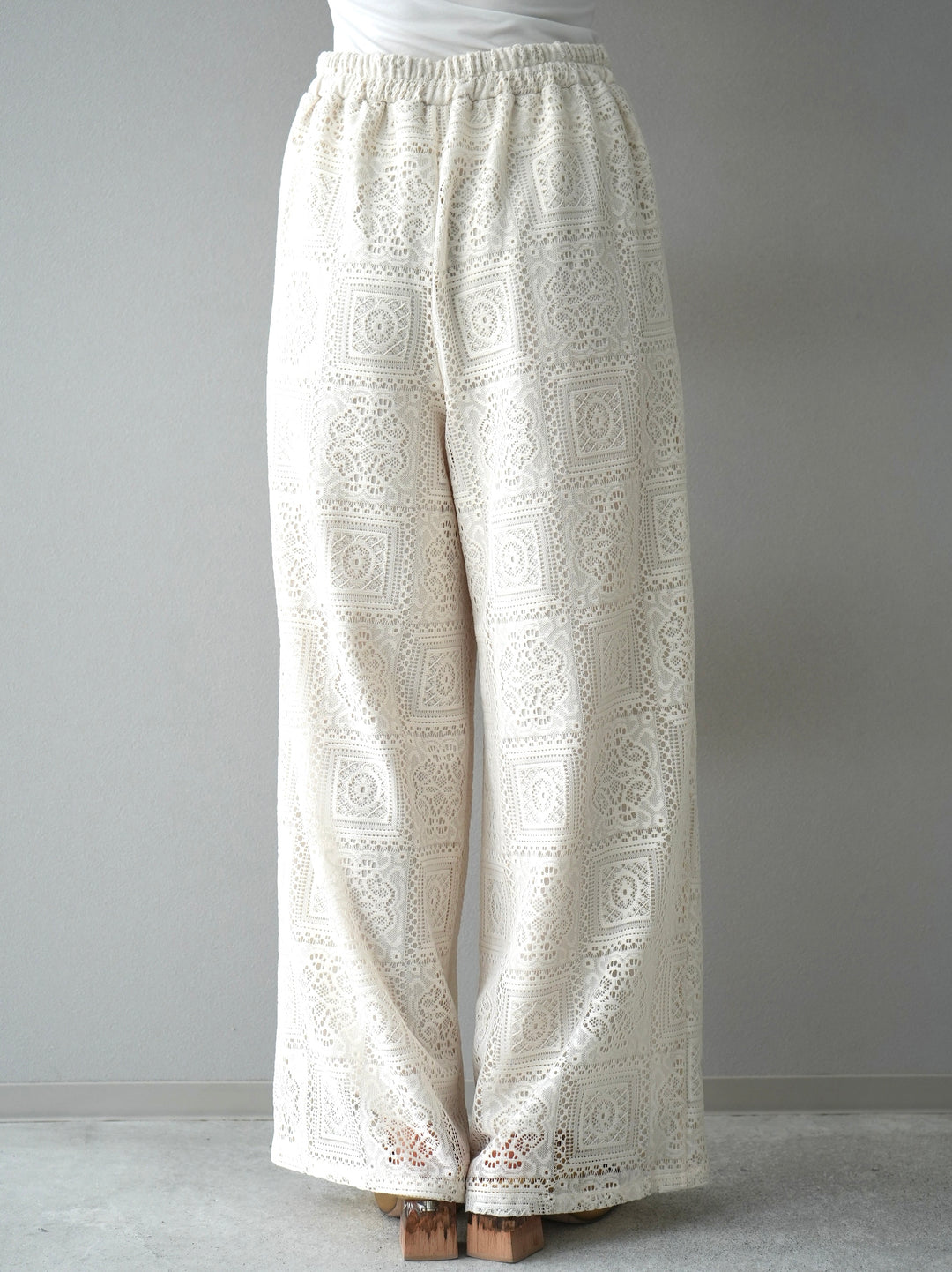 [Pre-order] Block Lace Wide Pants/Ivory