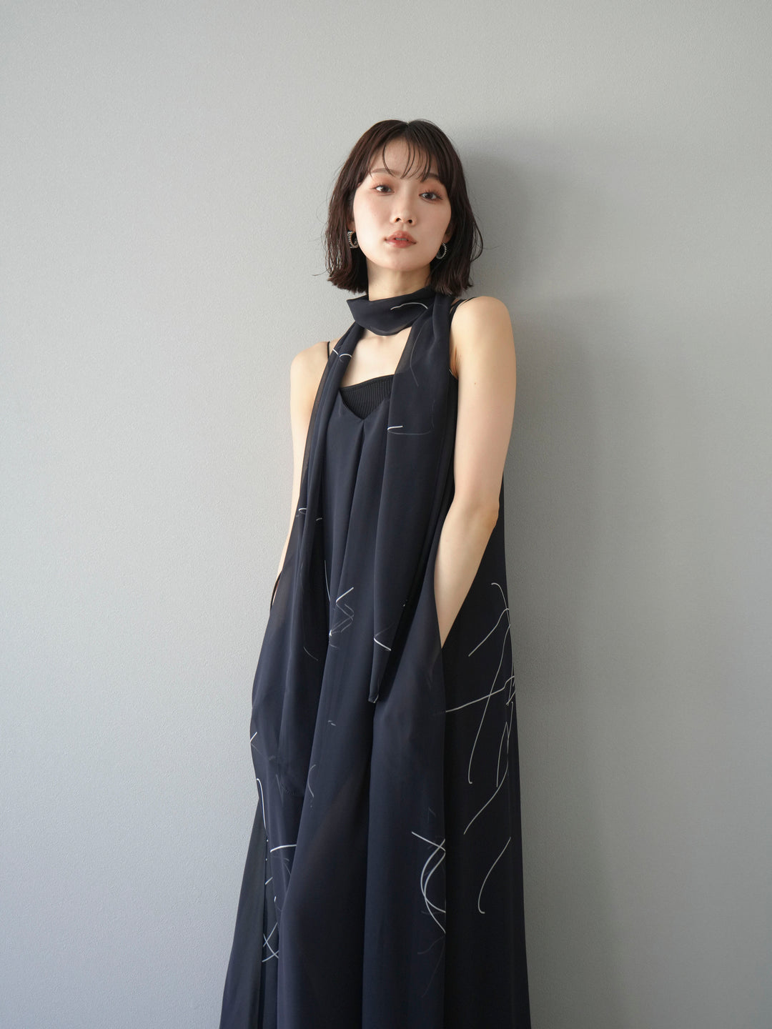 【預購】Pen-touch 雪紡吊帶洋裝/黑色