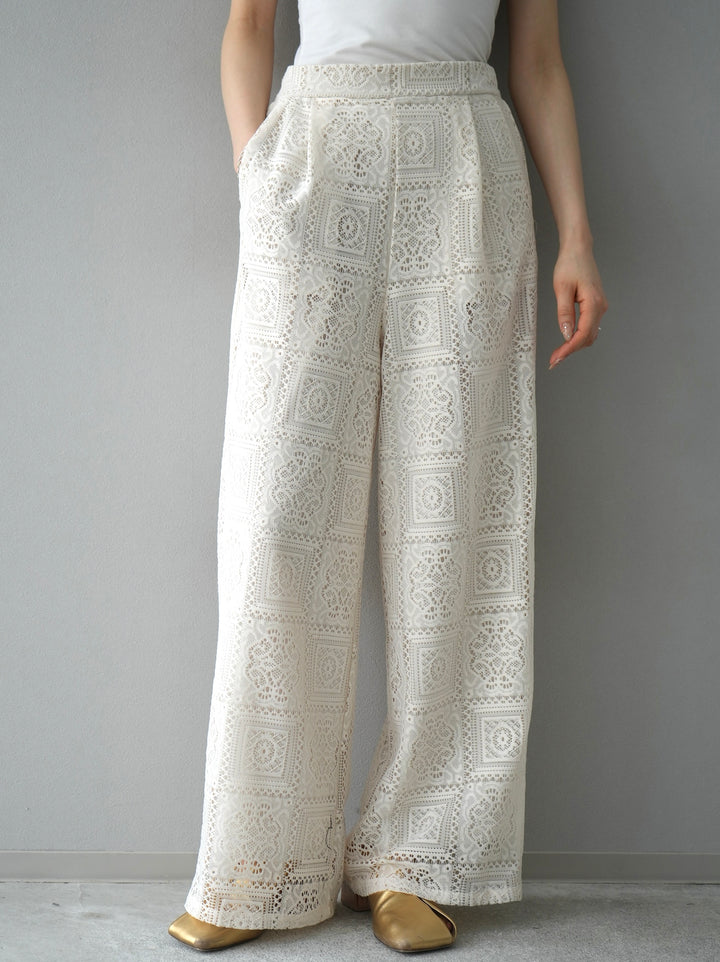 [Pre-order] Block Lace Wide Pants/Ivory