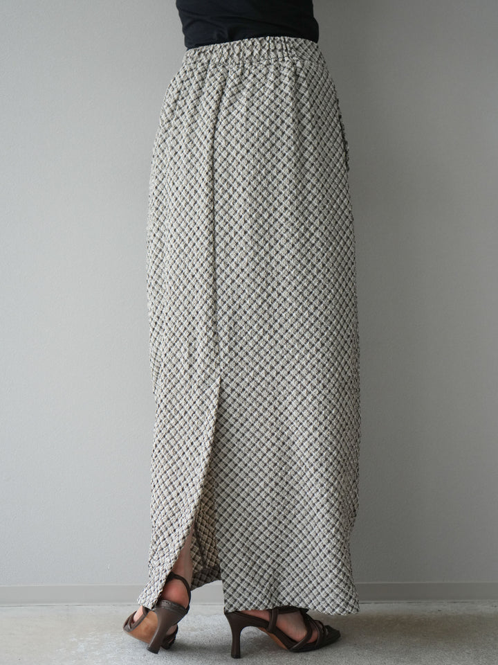 [予約]チェック柄タイトスカート/ブラウン