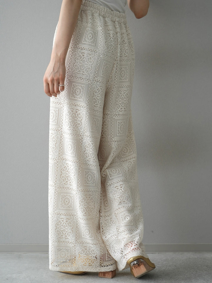 [Pre-order] Block Lace Wide Pants/Ivory