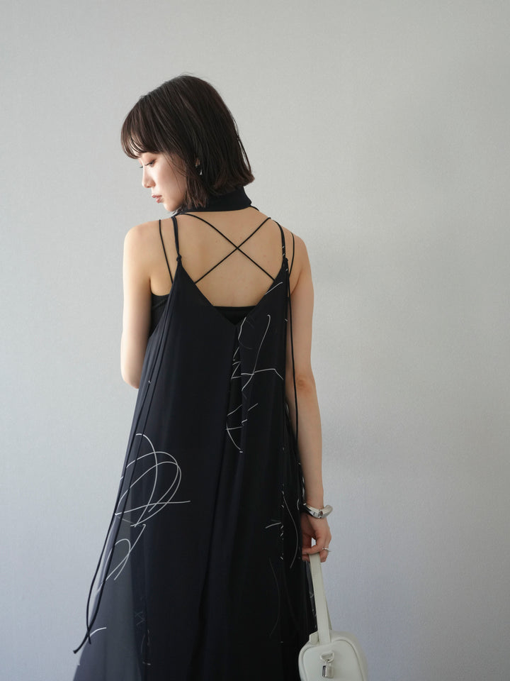 【預購】Pen-touch 雪紡吊帶洋裝/黑色