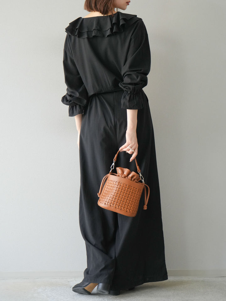 [予約]ラッフルデザインオールインワン/ブラック