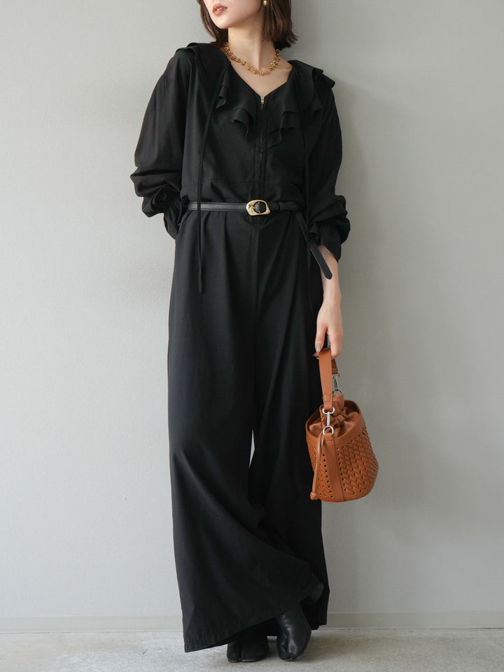 [予約]ラッフルデザインオールインワン/ブラック